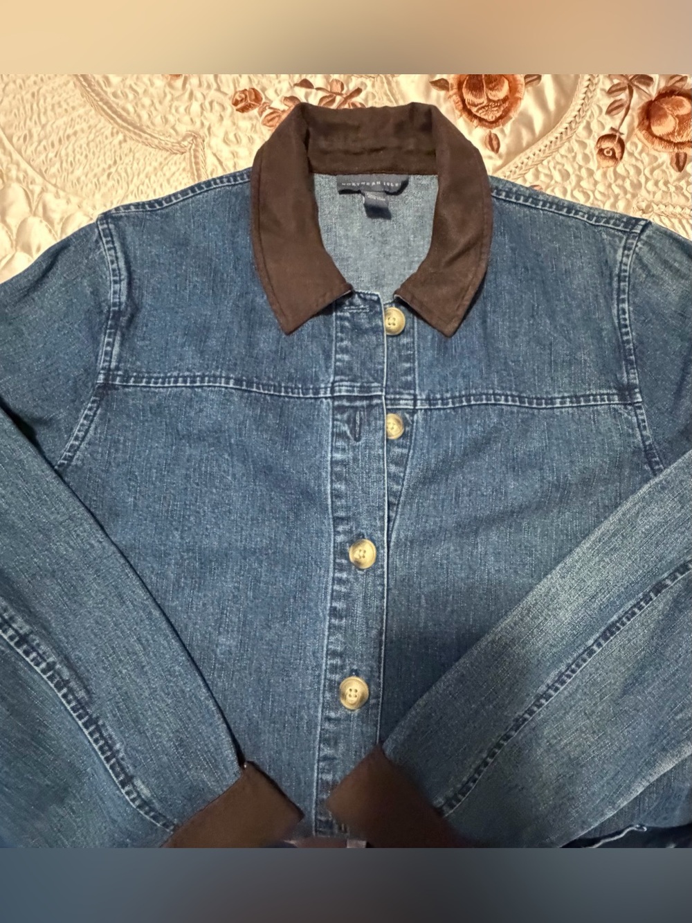 Northern Isles Denim Chore Barn Jacket Brown Collar Cotton M